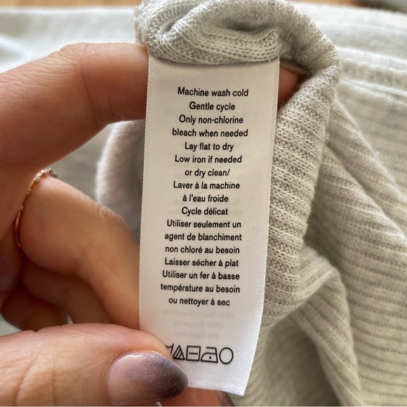 Rag & Bone Clara Earl Grey Torqued V-Neck Waffle Knit Long Sleeve Shirt Size XS - Picture 9 of 10